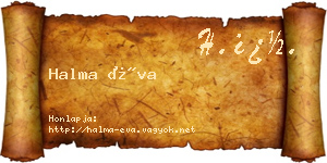 Halma Éva névjegykártya